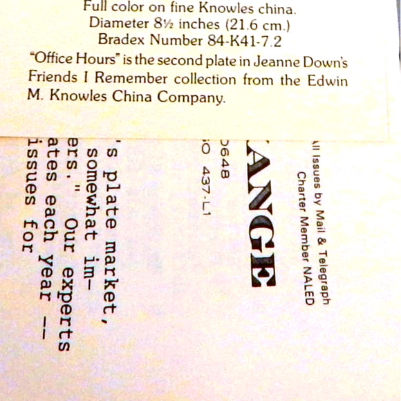 "Office Hours" the second plate in Jeanne Down's Friends I Remember Coll… - Picture 3 of 5